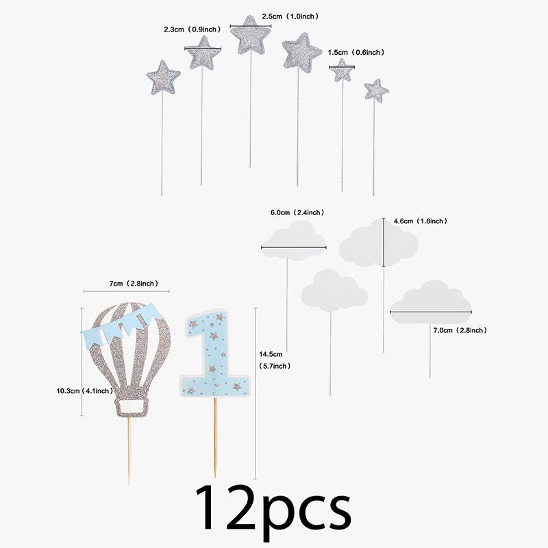 1 Jaar Blauwe Taarttopper Set