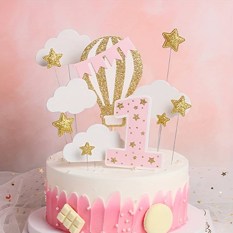 1 Jaar Roze Taarttopper Set