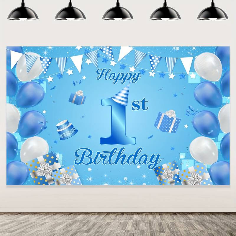 Blauwe Achtergrond Happy Birthday 1 Jaar