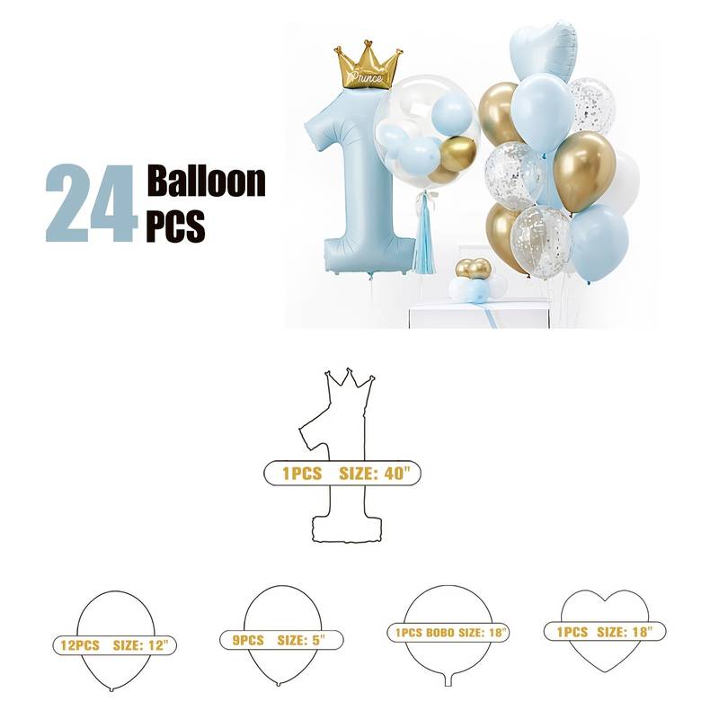 Ballonnen set voor eerste verjaardag jongen