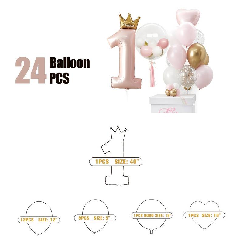 Ballonnen set voor eerste verjaardag meisje