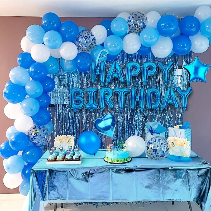 Ballonnen set Happy Birthday voor blauwe thema