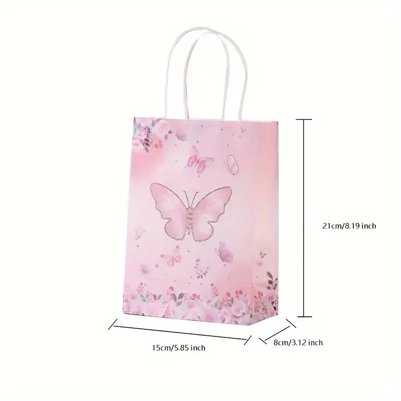 Cadeautas in het roze met afbeelding van vlinders