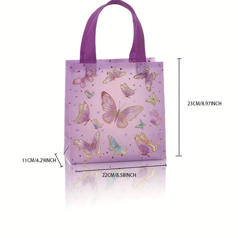 Cadeautas in het paars met afbeelding van vlinders