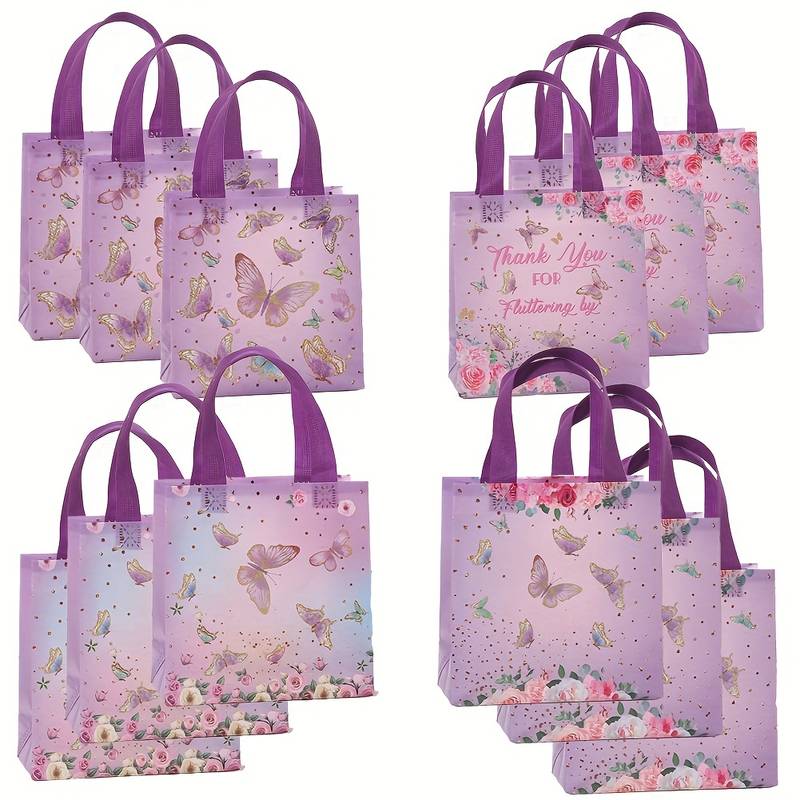 Cadeautas in het paars met afbeelding van vlinders